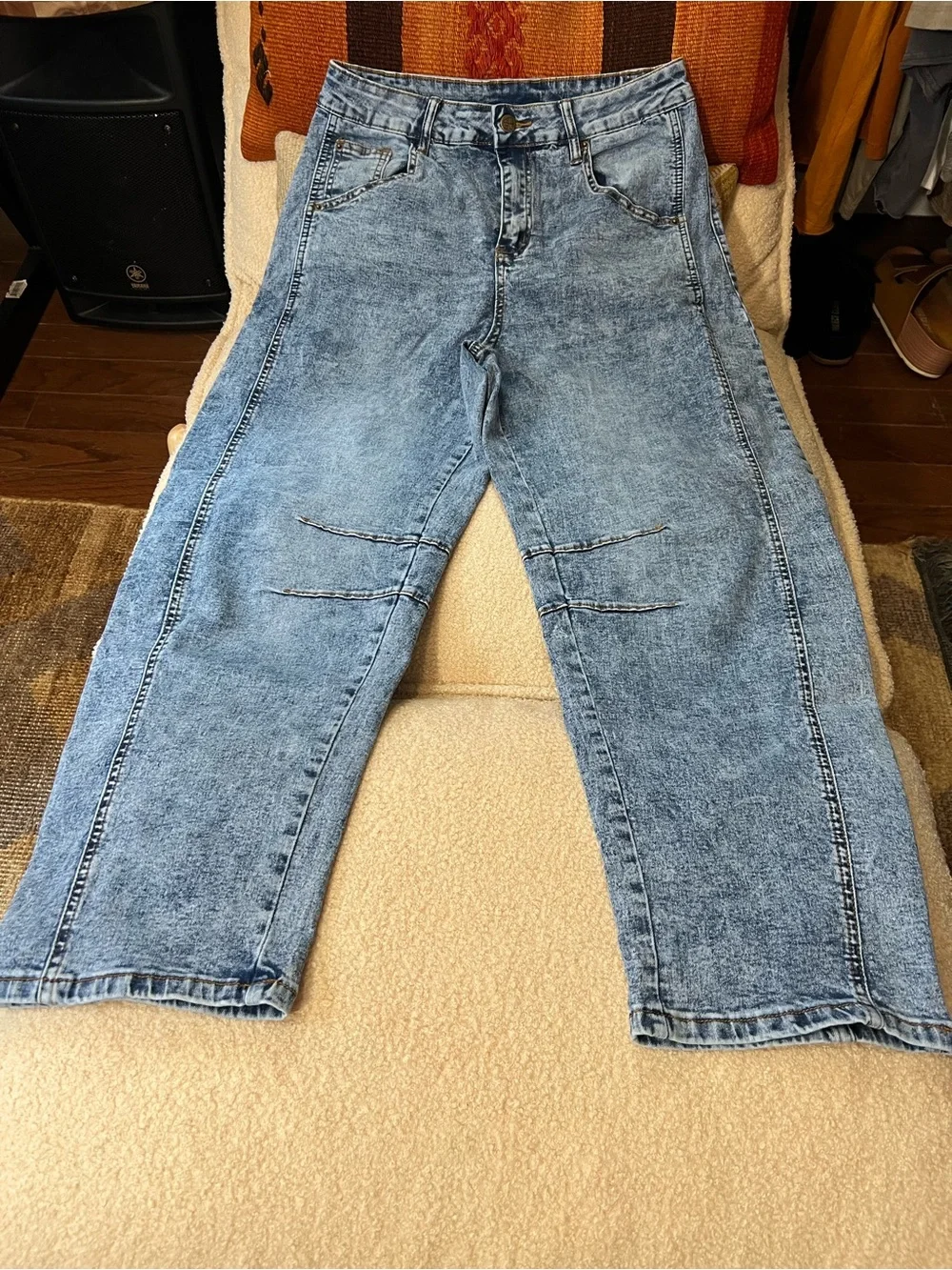 ADGN Acid Wash High Rise Tapered Jeans L NWOT